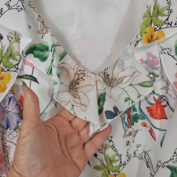 NWOT Parker New York Sangria Cold Shoulder Floral Ruffle Dress  S - Picture 9 of 16